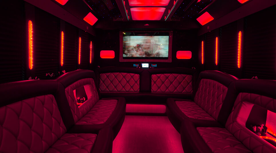 Party bus rentals with disco lights