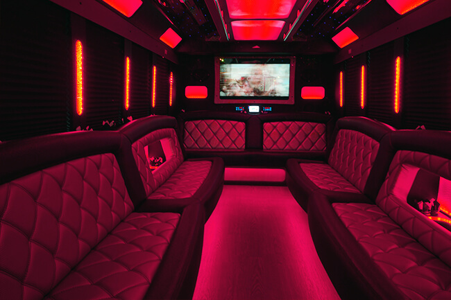 Party bus with neon lights