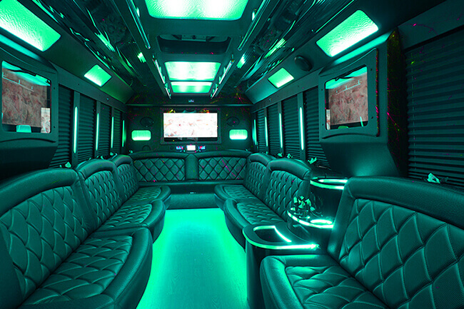 Party bus with multiple TVs