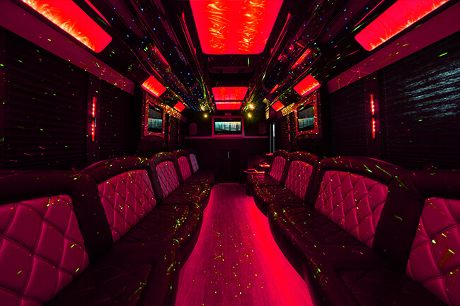 Party bus with leather interiors