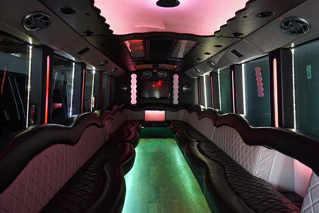 Plymouth party bus rental with dance floors